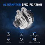 Alternator for 2008-2017 Buick, 2009-2017 Chevy, 2007-2017 GMC, 2007-2010 Saturn