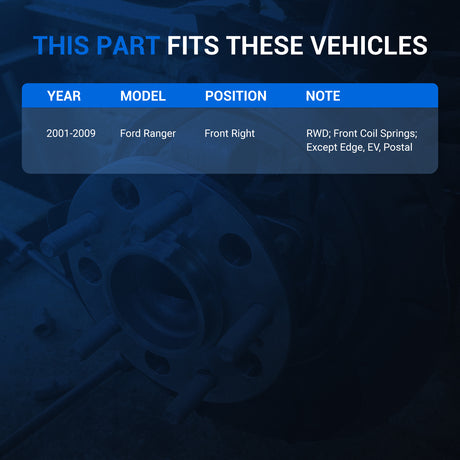 Front Right Steering Knuckle Assembly for 2001-2009 Ford Ranger w/ Coil Spring Suspension