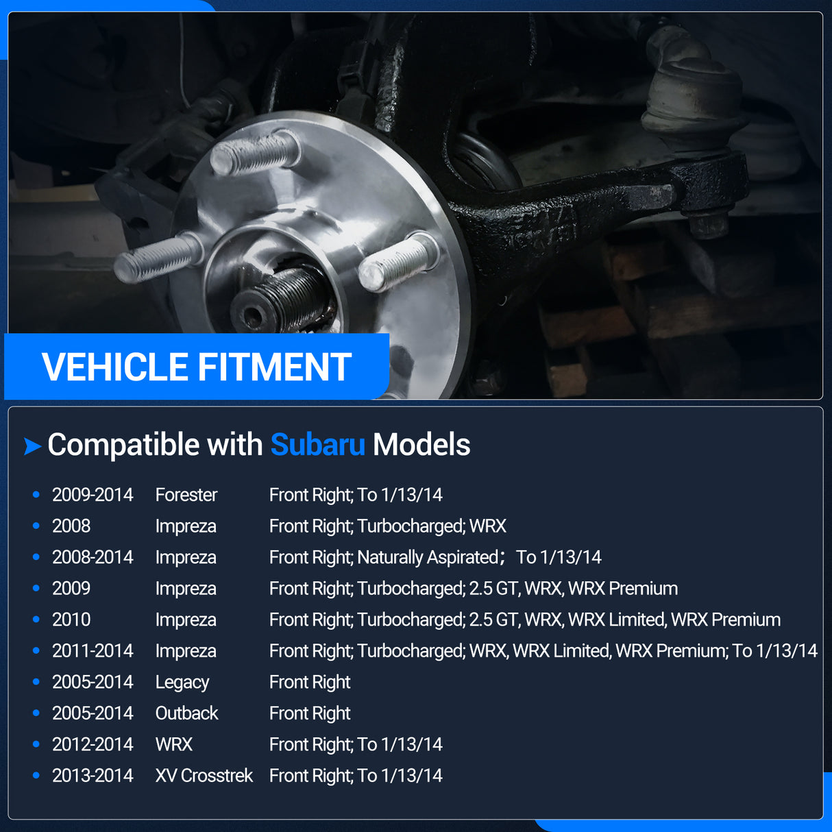 Front Right Steering Knuckle Assembly for 2005-2014 Subaru