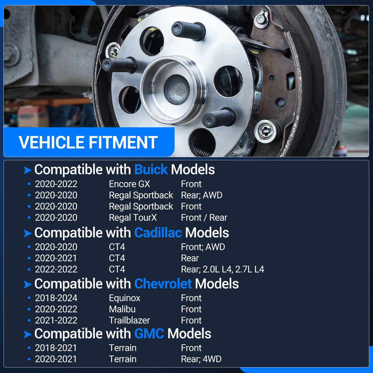 2Pcs 513442 Front/Rear Wheel Bearing Hub for 2018-2024 Chevy Equinox Malibu GMC Buick