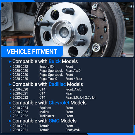 2Pcs 513442 Front/Rear Wheel Bearing Hub for 2018-2024 Chevy Equinox Malibu GMC Buick