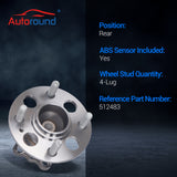 2Pcs 512483 Rear Wheel Bearing & Hub Assembly for 2012-2017 Hyundai Accent, Kia Rio