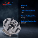 2Pcs 512337 Rear Wheel Bearing & Hub Assembly for 2006-2022 Lexus IS250 IS350 GS350 GS450h GS F