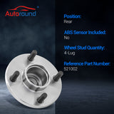 2PCs 521002 Rear Wheel Bearing & Hub Assembly for 2000-2009 Ford Focus (Rear Disc, 4 Lugs)
