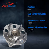 2Pcs 512344 Rear Wheel Bearing Hub Assembly for 2007-2015 Honda CR-V Crosstour (FWD)