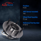 2Pcs 515010 Front Wheel Bearing & Hub Assembly for 1997-2000 Ford F-150 (4WD, 5-Lug w/ABS)