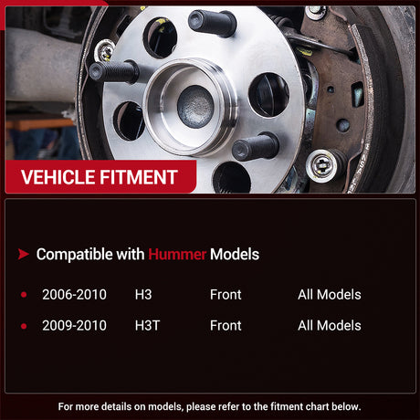 Black E-Coated 4WD Front Wheel Hub Bearing Assembly for 2006-2010 Hummer H3, 2009-2010 H3T