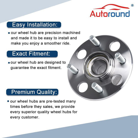 2Pcs Rear Wheel Hub Bearing for 2001-2005 Honda Civic DX GX HX LX, Left/Right Side