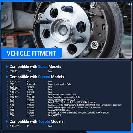 Rear Wheel Hub Bearing Assembly for 2017-2019 Toyota, 2008-2014 Subaru, 2013-2016 Scion