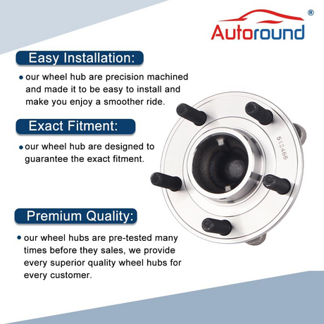 Rear Wheel Bearing Hub Assembly for 2012-2018 Ford Focus Without Active Park Assist