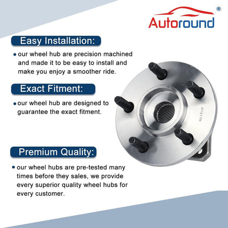 Front Wheel Hub Bearing Assembly for 2002-2005 Jeep Liberty, 5 Lug Non-ABS