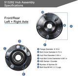 Front & Rear Wheel Hub Bearing Assembly for 2008-2019 Cadillac, 2010-2019 Chevy