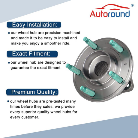 2Pcs Front and Rear Wheel Hub and Bearing Assembly for Various Chevy, Cadillac, and Buick Models