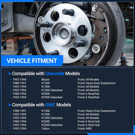 2Pcs Front Wheel Hub Bearing for 92-94 Chevrolet Blazer, 88-94 GMC K1500, 92-94 Yukon, Etc.