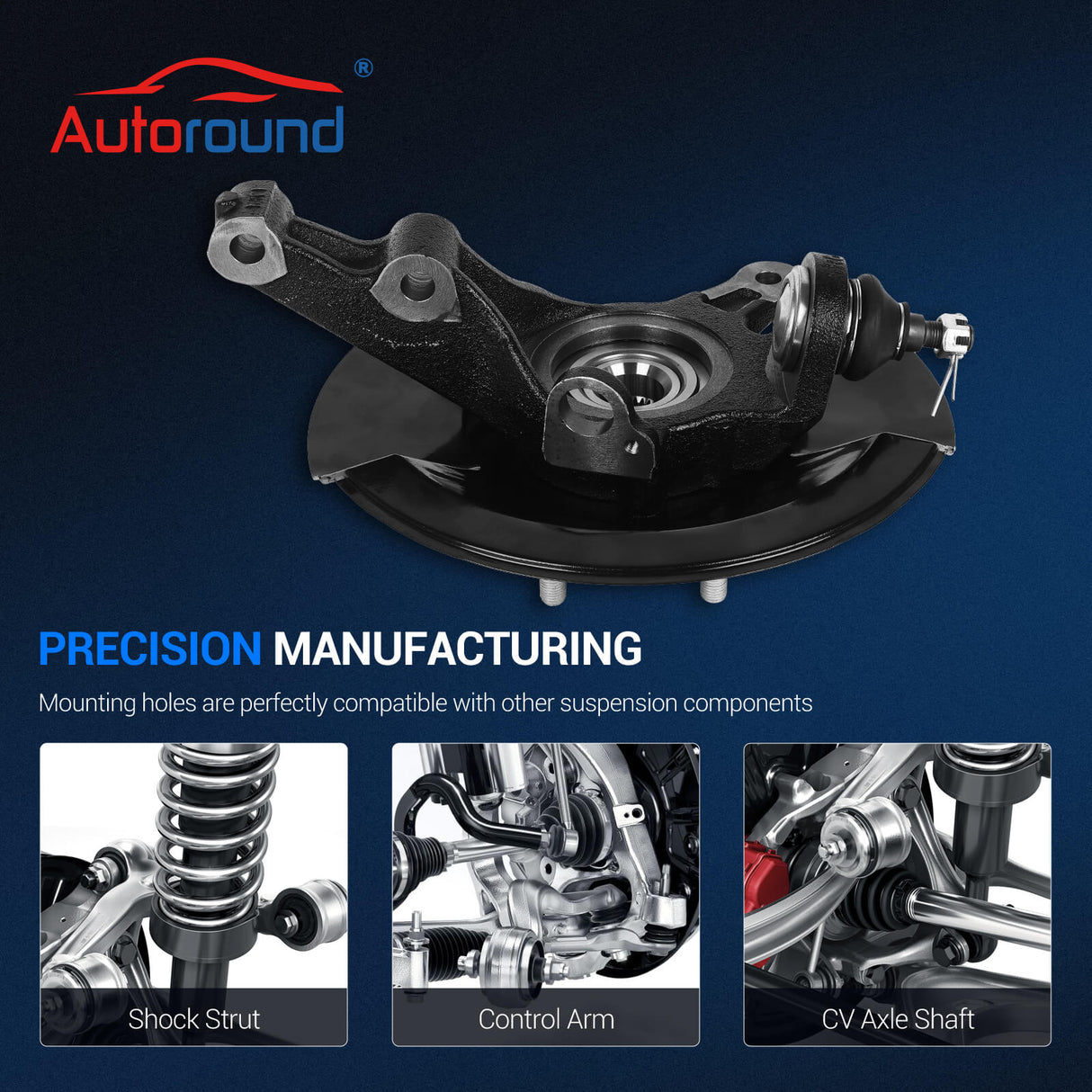 2Pcs Front Steering Knuckle Assembly for 2003-2005 Honda Civic 1.7L L4
