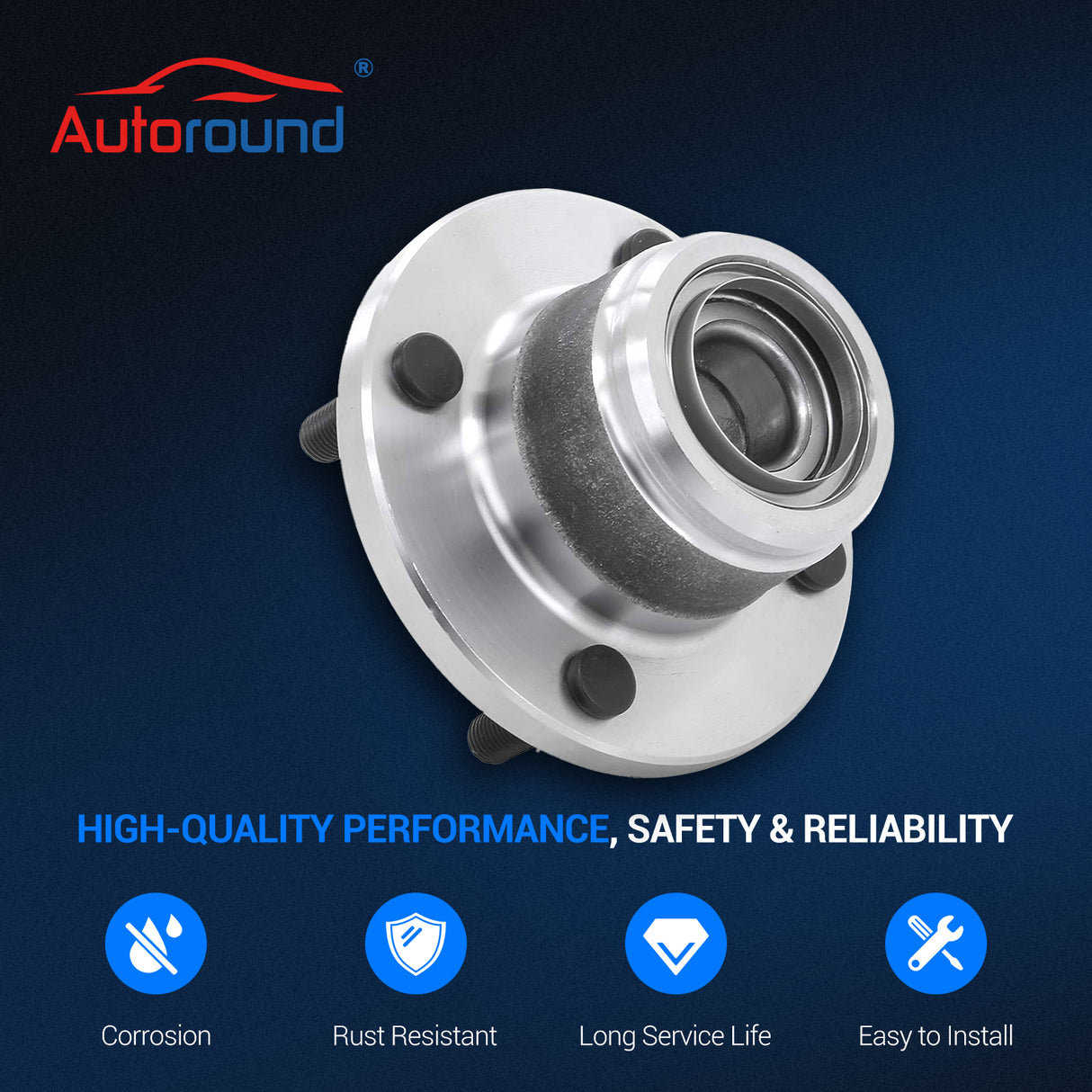 2PCs 521002 Rear Wheel Bearing & Hub Assembly for 2000-2009 Ford Focus (Rear Disc, 4 Lugs)