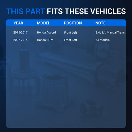 Front Left Driver Side CV Axle Shaft Assembly for 2015-2017 Honda Accord, 2007-2014 CR-V