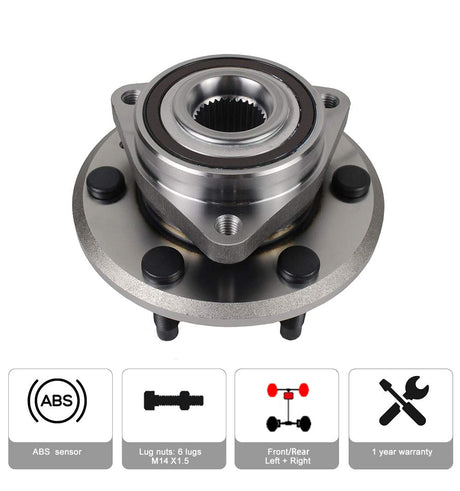 2Pcs Front & Rear Wheel Hub Bearing Assembly for 08-17 Buick, 09-17 Chevy, 07-17 GMC, 07-10 Saturn