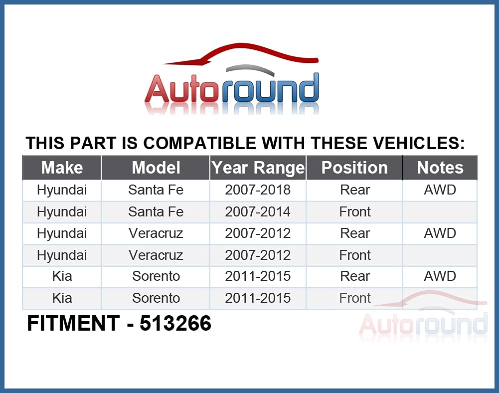 Front & Rear Wheel Hub Bearing Assembly for 07-18 Hyundai Santa Fe, 11-15 Kia Sorento