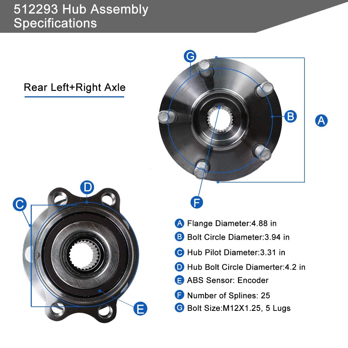 Rear Wheel Hub Bearing Assembly for 2005-2009 Subaru Outback Legacy