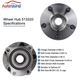 2Pcs Front Wheel Hub Bearing Assembly for 2005-2014 Subaru Outback Legacy