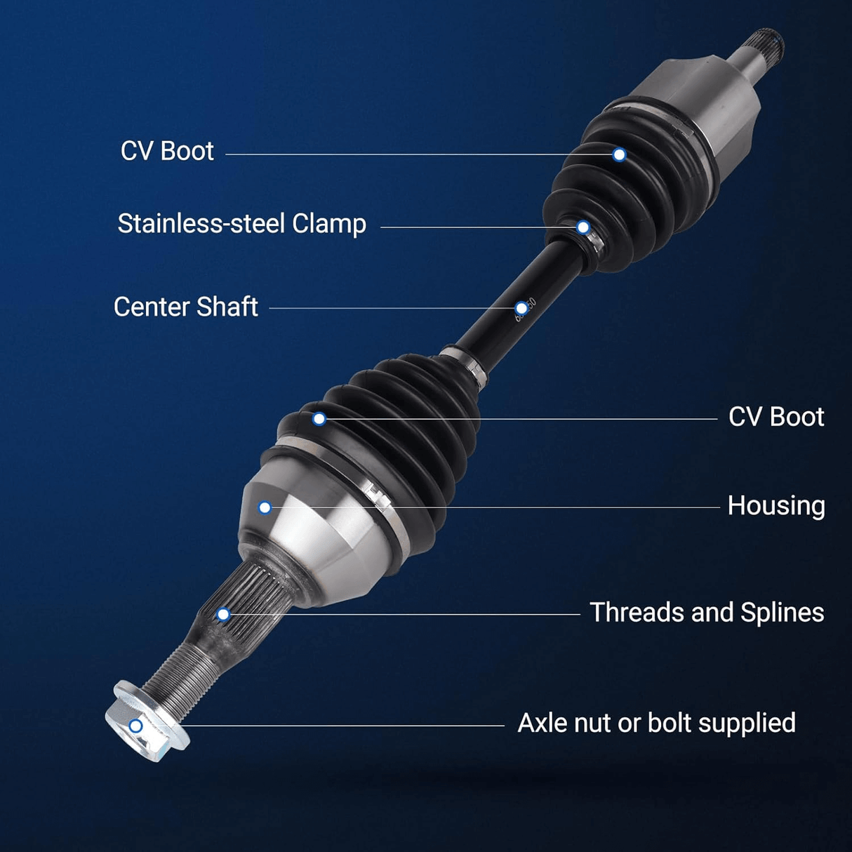 2Pcs Front CV Axle Assembly for 98-09 Buick, 99-11 Chevy, 98-04 Oldsmobile, 98-08 Pontiac