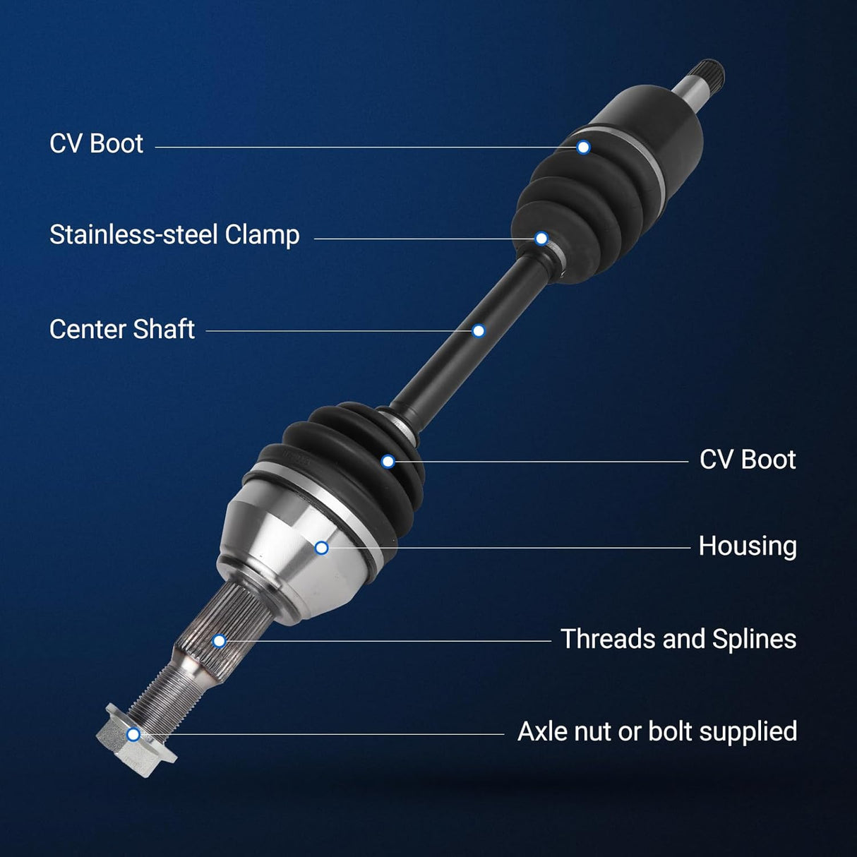 2Pcs Front CV Axle Shaft Assembly for 08-17 Buick, 09-17 Chevy, 07-17 GMC, 07-10 Saturn