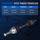 Front Left Driver Side CV Axle Shaft Assembly for 2013-2019 Ford Escape & 2013 Lincoln MKZ