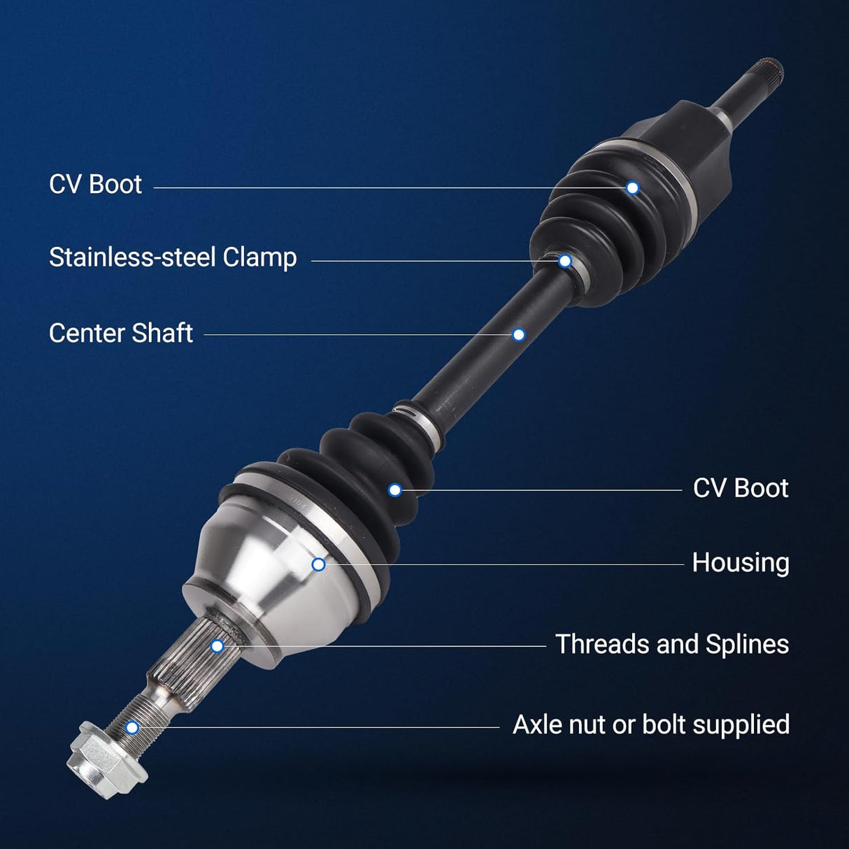 Front Left Driver Side CV Axle Shaft Assembly for 2013-2019 Ford Escape & 2013 Lincoln MKZ