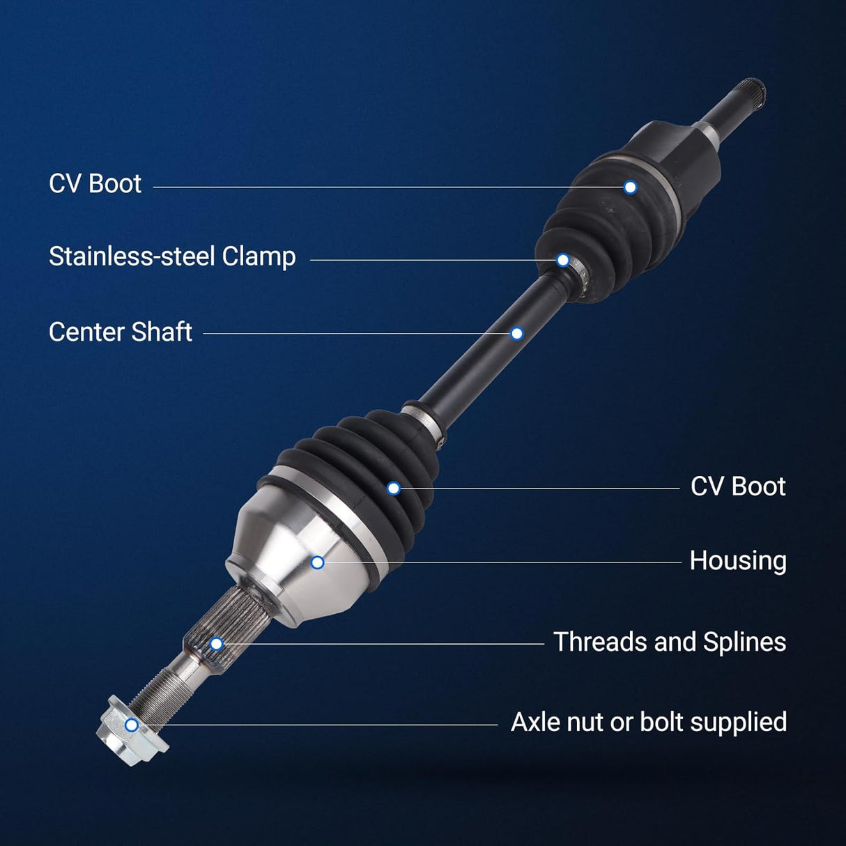 Front Left Driver Side CV Axle Shaft Assembly for 2013-2020 Ford Fusion, 2013-2016 Lincoln MKZ