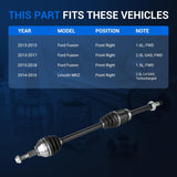 Front Right CV Axle Shaft Assembly for 2013-2018 Ford Fusion & 2014-2016 Lincoln MKZ