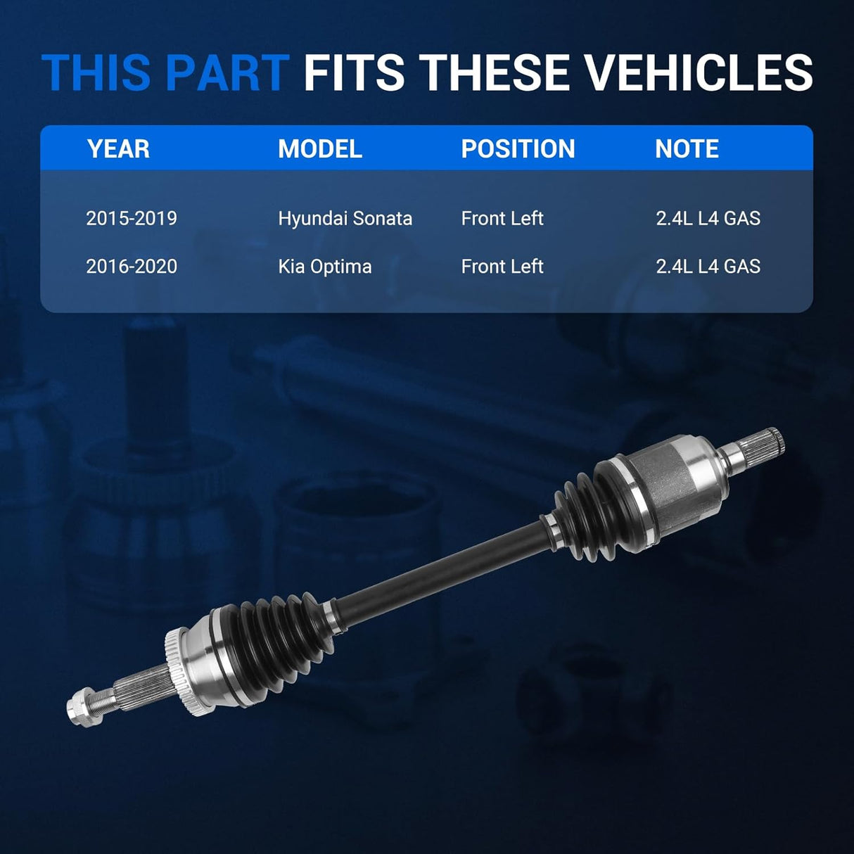 Front CV Axle Assembly for 2015-2019 Hyundai Sonata, 2016-2020 Kia Optima