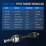 2Pcs Front CV Axle Shaft Assembly for 2003-2022 Lexus, Toyota