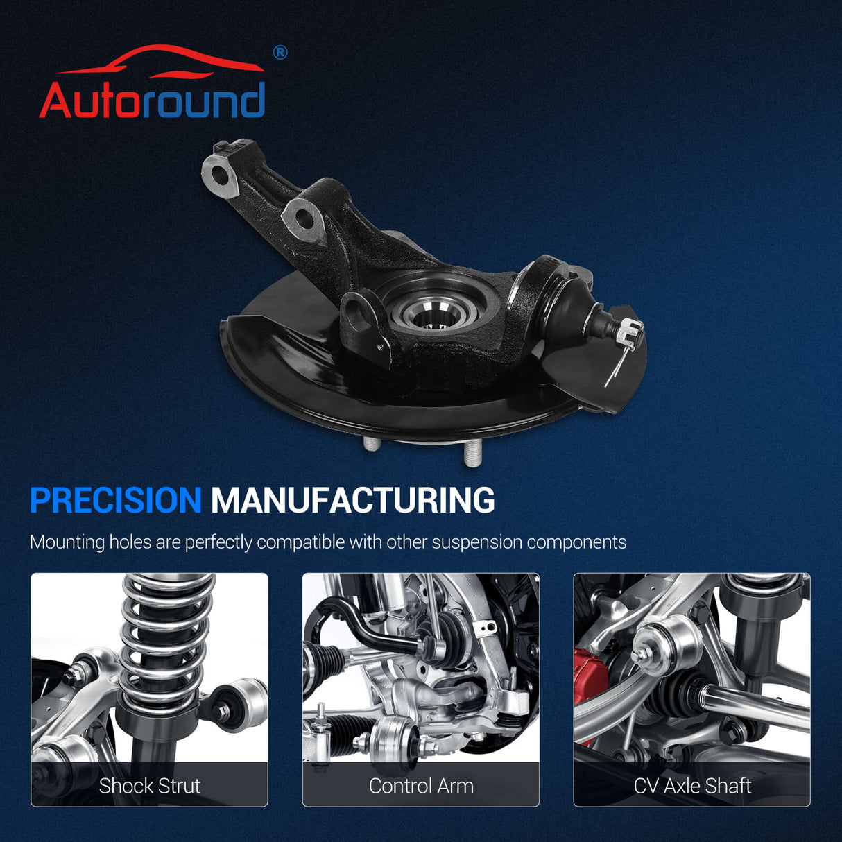 Front Right Passenger Side Steering Knuckle Assembly for 2003-2005 Honda Civic 1.7L L4