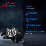 Front Right Passenger Side Steering Knuckle Assembly for 2003-2005 Honda Civic 1.7L L4