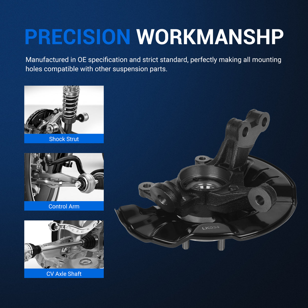 Front Right Steering Knuckle Assembly for 2014-2017 Toyota Corolla