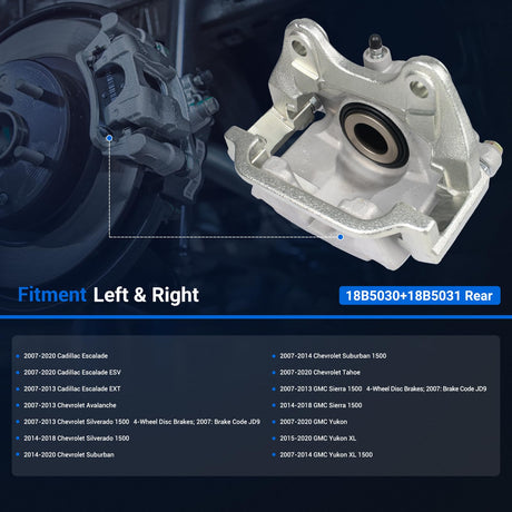 Rear Disc Brake Caliper for 2007-2020 Cadillac, Chevy, GMC