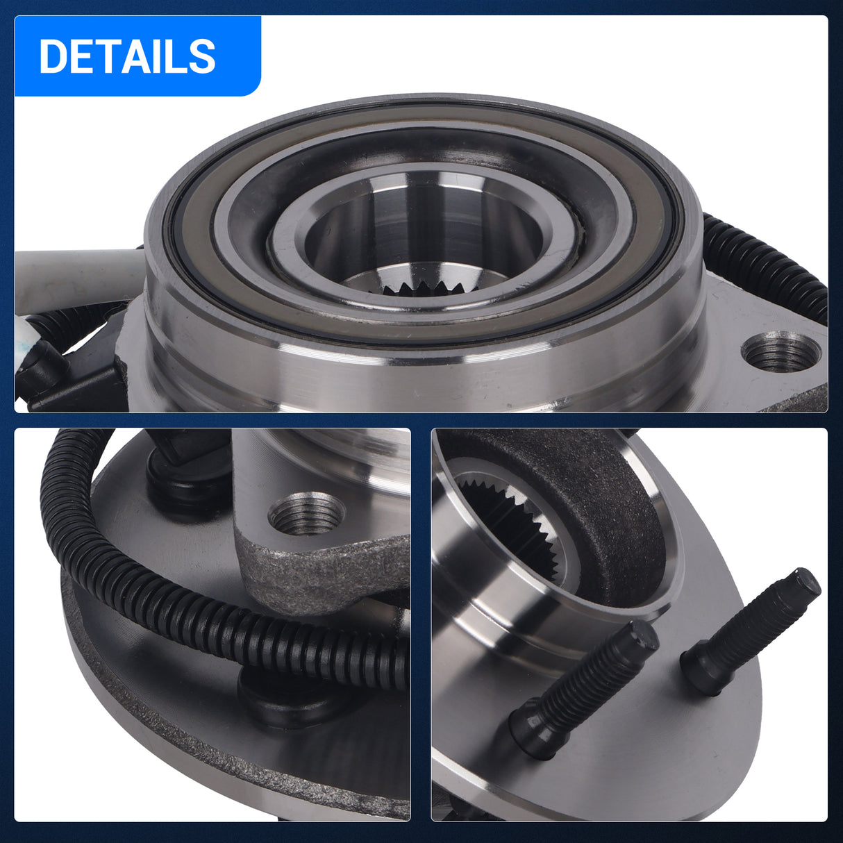 2Pcs 515010 Front Wheel Bearing & Hub Assembly for 1997-2000 Ford F-150 (4WD, 5-Lug w/ABS)