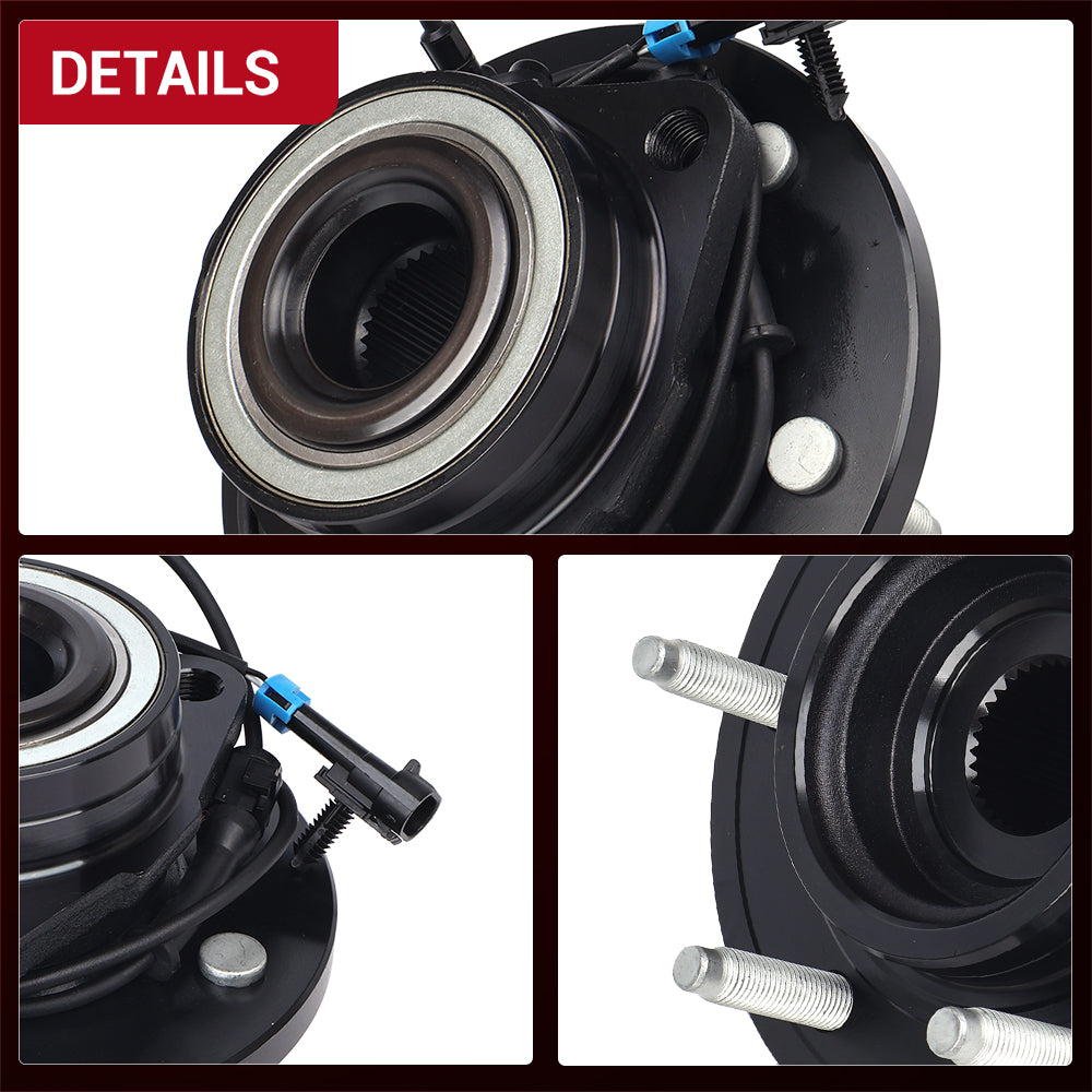 Black E-Coated 4WD Front Wheel Hub Bearing Assembly for 2006-2010 Hummer H3, 2009-2010 H3T