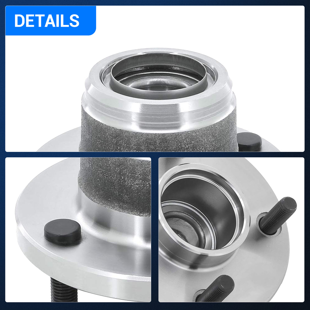 2PCs 521002 Rear Wheel Bearing & Hub Assembly for 2000-2009 Ford Focus (Rear Disc, 4 Lugs)