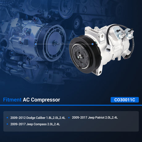 CCIYU A/C Compressor With Clutch For 2007-2008 Jeep Compass, Patriot & Dodge Caliber 2.0L/2.4L